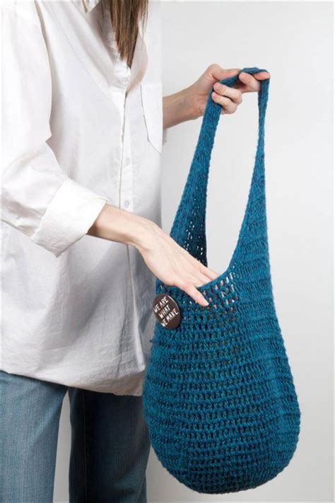 Light Blue Small Crochet Tote Bag 